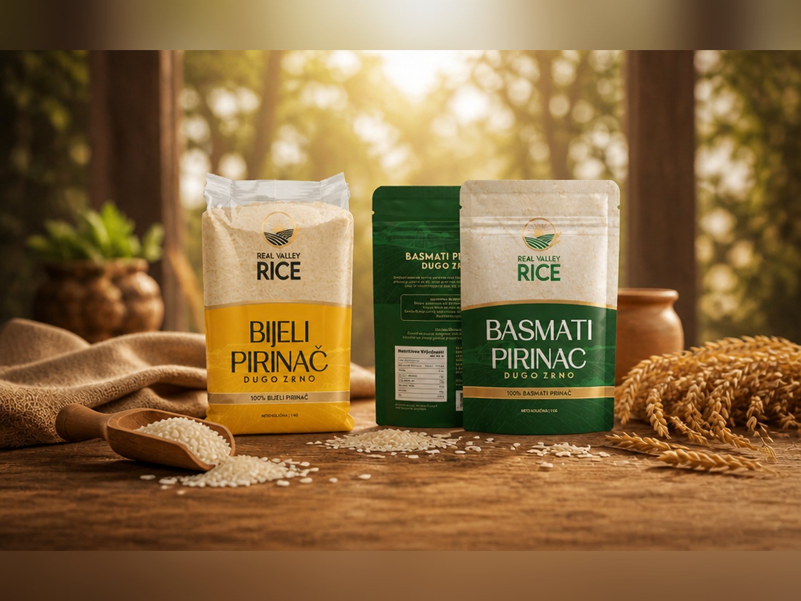 Real Valley Rice - white long grain and basmati rice retail packs